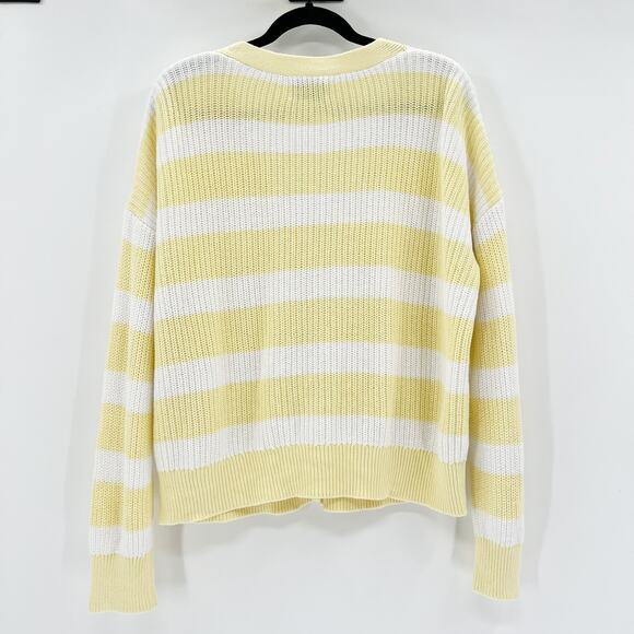Old Navy Yellow‎ and White Striped Knit Cardigan - Picture 2 of 4